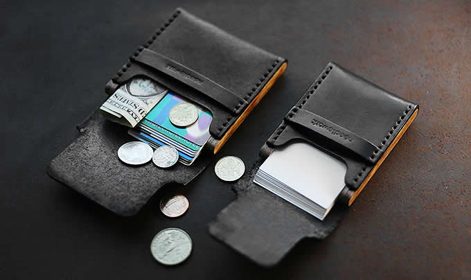  Handmade Genuine Leather&Wooden Business Name Card Holder Wallet Credit card ID Case / Holder