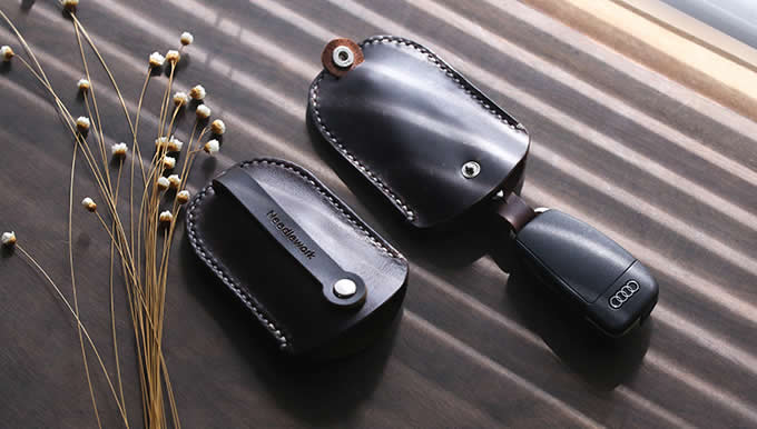 Handmade Genuine Leather Car Key Case Cover Holder 