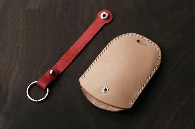 Handmade Genuine Leather Car Key Case Cover Holder 