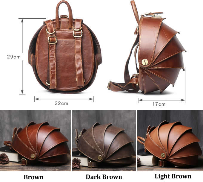  Handmade Genuine Leather Beetle Backpack Purse Travel Bag for Women and Men   