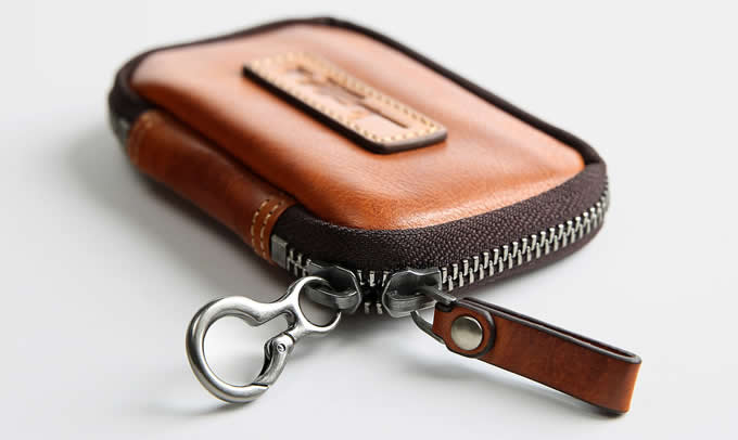Genuine Leather Keychain Wallets Men Women Solid Color Zipper Car Key  Holders Luxury Brand Designer Father's Day Gift 