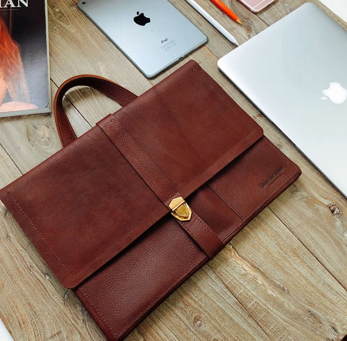 Handmade Genuine Leather  Laptop Sleeve Leather Case Tablet Carrying Bag for MacBook 13