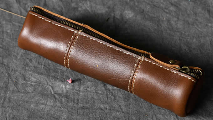  Handmade Genuine Leather Stationery Pencil Pen Case Art Pouch   