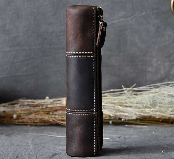  Handmade Genuine Leather Stationery Pencil Pen Case Art Pouch   