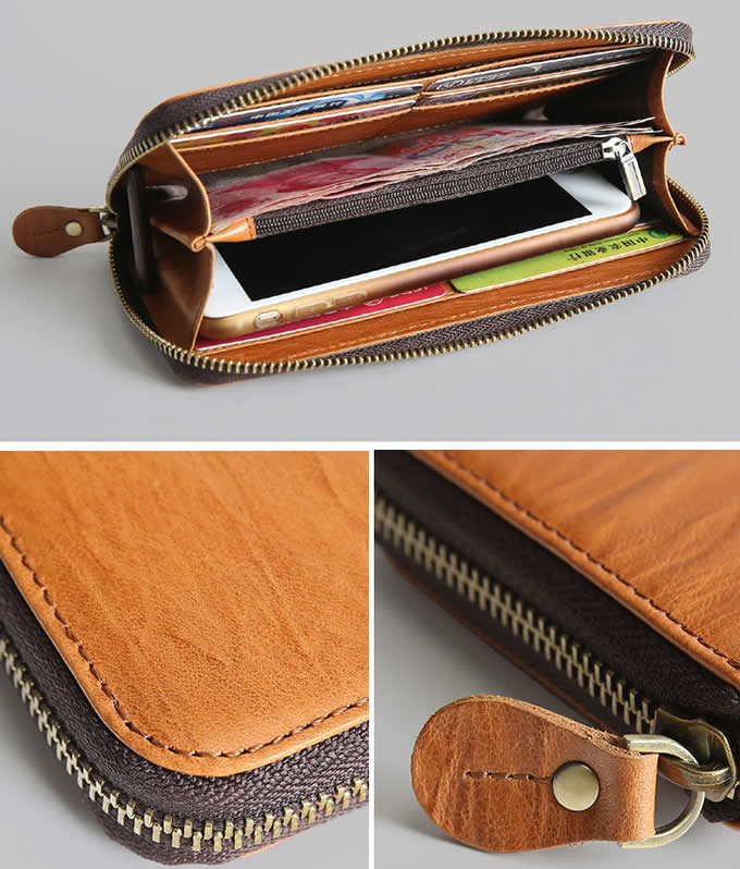  Handmade Leather Card Organizer Phone holder Wallet Coin Purse 