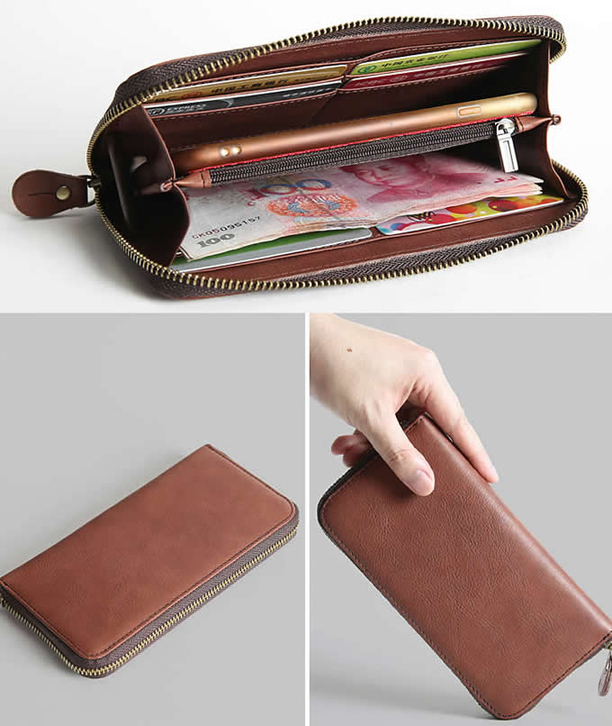  Handmade Leather Card Organizer Phone holder Wallet Coin Purse 