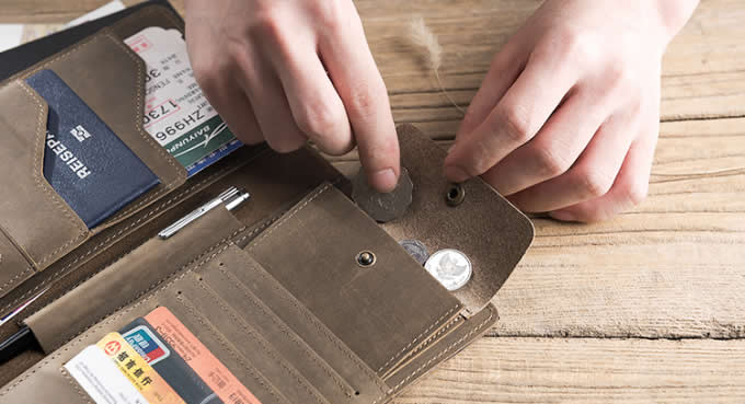  Handmade Genuine Leather Travel Credit Card Holder Wallet & Documents Organizer 