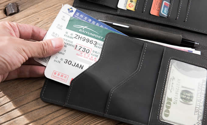  Handmade Genuine Leather Travel Credit Card Holder Wallet & Documents Organizer 