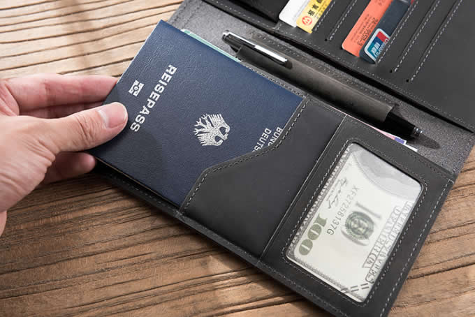  Handmade Genuine Leather Travel Credit Card Holder Wallet & Documents Organizer 