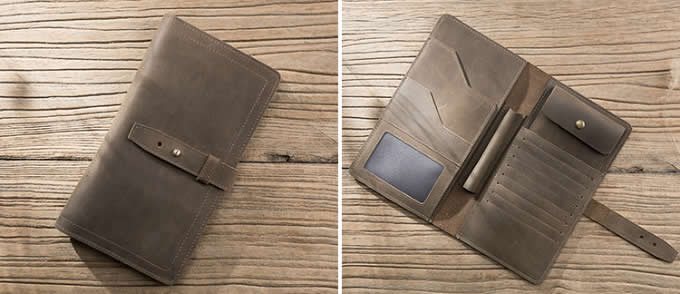  Handmade Genuine Leather Travel Credit Card Holder Wallet & Documents Organizer 