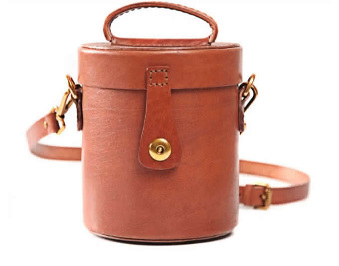 Handmade Leather Cylinder Shaped Purse Shoulder Bag