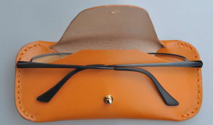 Adorable Solid Color Leather Glasses Case - Orange
