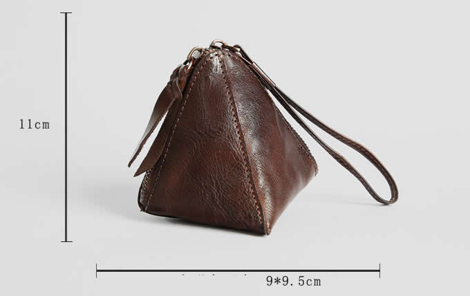Handmade Leather Key Purse Earphone Storage Triangle Bag - FeelGift