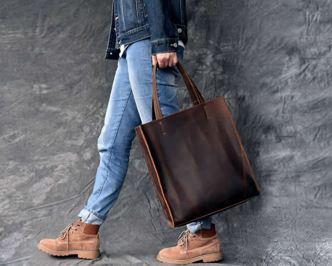 Handmade Leather Shoulder Bag Casual Big Bags Handbag  