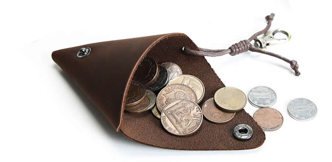 Handmade Leather Simple Style Headphone Bag Coin Purse