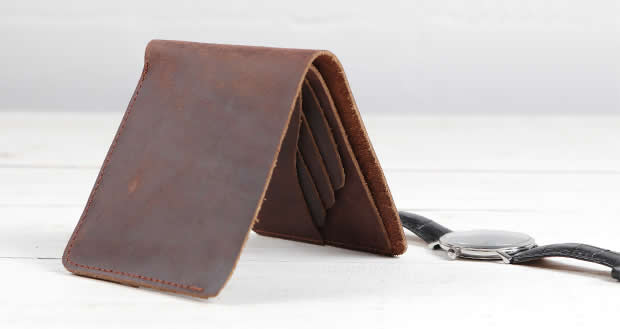 Handmade Slim Leather Wallet Credit Card Holder