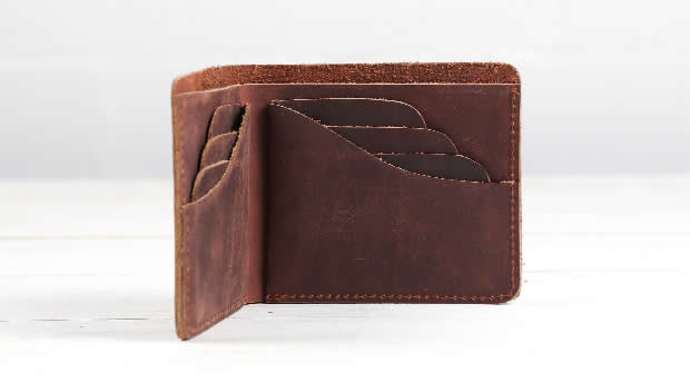 Handmade Slim Leather Wallet Credit Card Holder