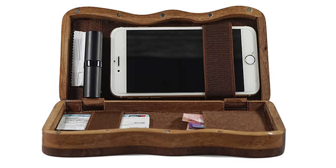 Handmade Wooden Portable-Handle Bag Business Name Card Holder Wallet Credit card ID Case / Holder