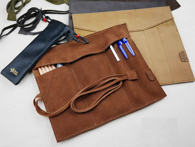   High-capacity  Leather  Pencil Case