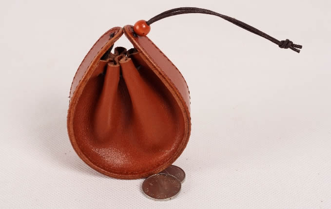 Leather  Drawstring Pouch Coin Purse