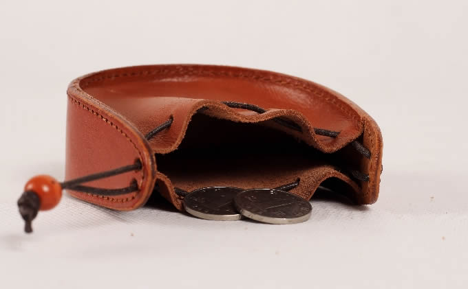 Leather  Drawstring Pouch Coin Purse