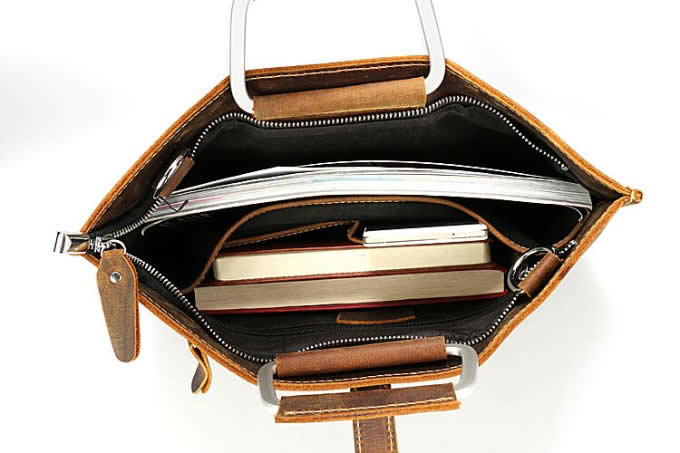 Mens Leather Handbag Zipper Briefcase Shoulder Crossbody Messenger Bag
