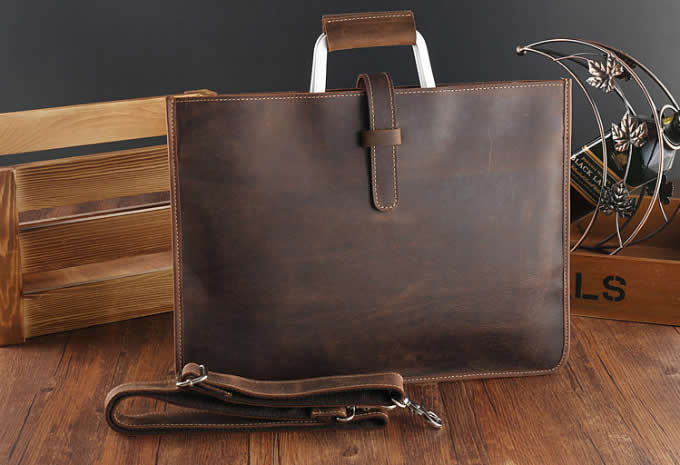 Mens Leather Handbag Zipper Briefcase Shoulder Crossbody Messenger Bag