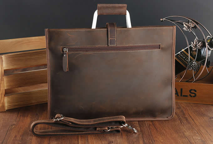 Mens Leather Handbag Zipper Briefcase Shoulder Crossbody Messenger Bag