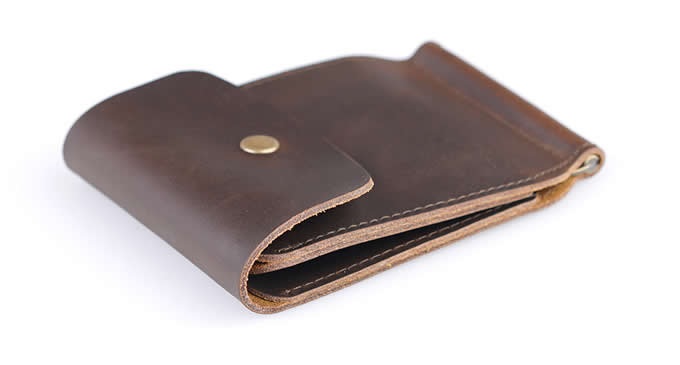  Minimalist Front Pocket Leather Wallet Money Clip