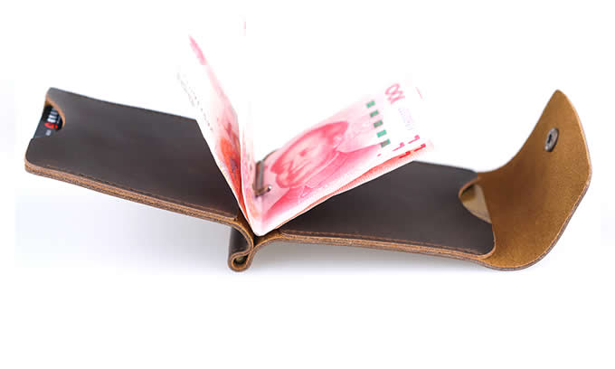  Minimalist Front Pocket Leather Wallet Money Clip