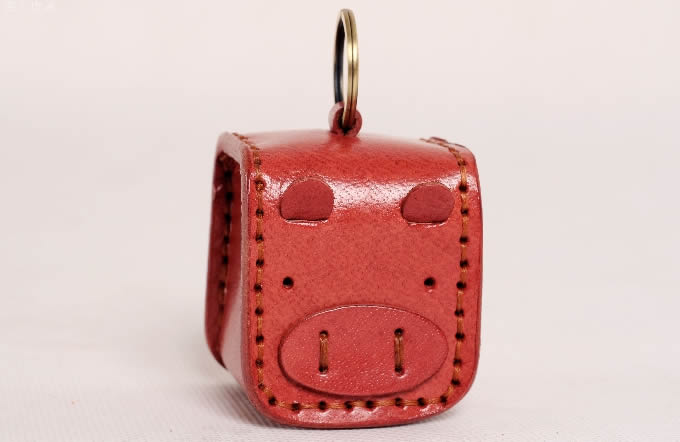  Pig Leather Coin Purse with Keychain  