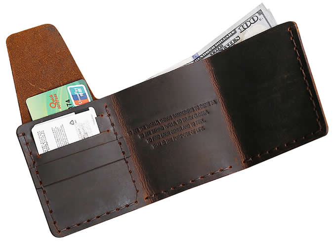  Handmade Leather Three-Fold  Wallet Credit Card Holder