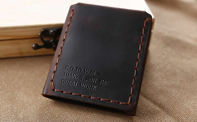  Handmade Leather Three-Fold  Wallet Credit Card Holder