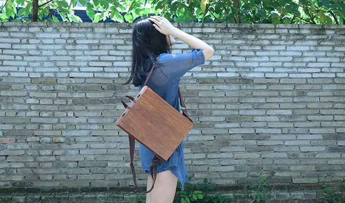 Wooden Backpack,Fits A4 Size Paper