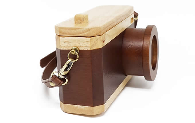 Wooden Camera Small Crossbody Cell Phone Purse Wallet With Shoulder Strap