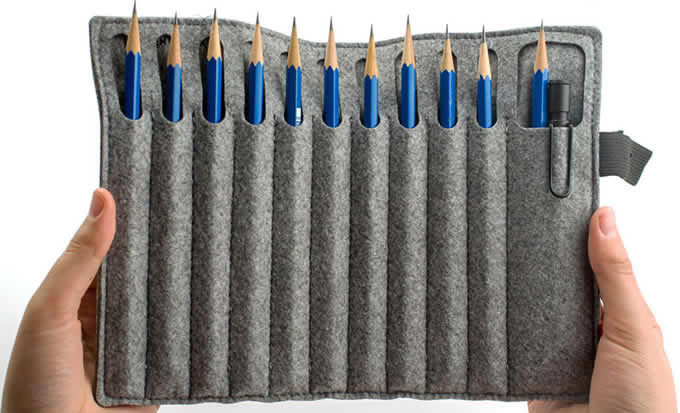 zipper Wool felt pencil case