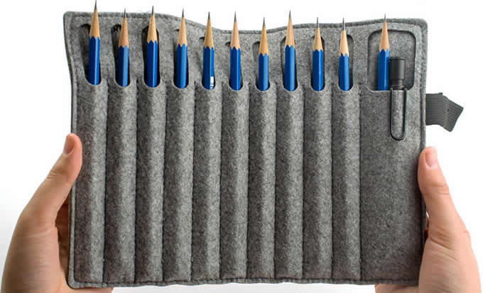 Wool Felt   Roll Up Style Pen Pencil Case