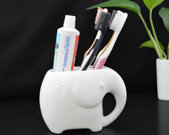  Ceramic Bamboo Elephant  Toothbrush and Toothpaste Holder