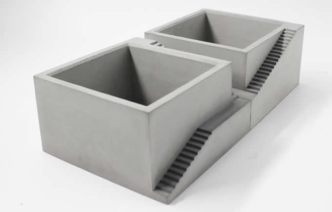  Handmade Concrete Architectural Square Succulent Planter / Plant Pot / Flower Pot With Tray