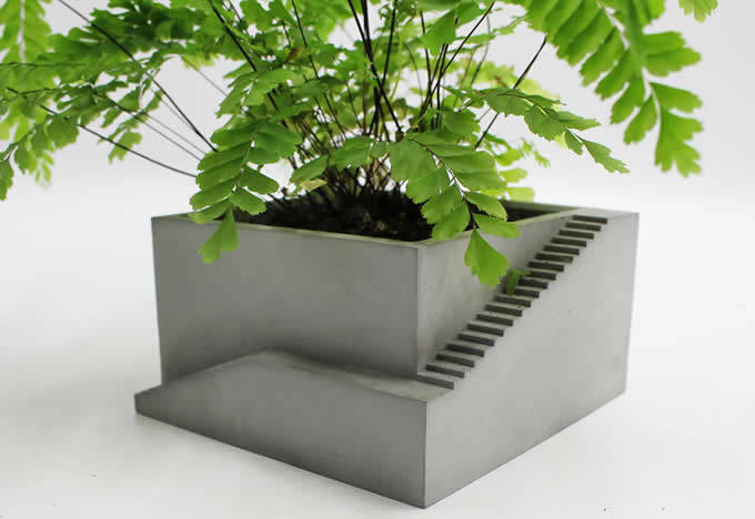  Handmade Concrete Architectural Square Succulent Planter / Plant Pot / Flower Pot With Tray