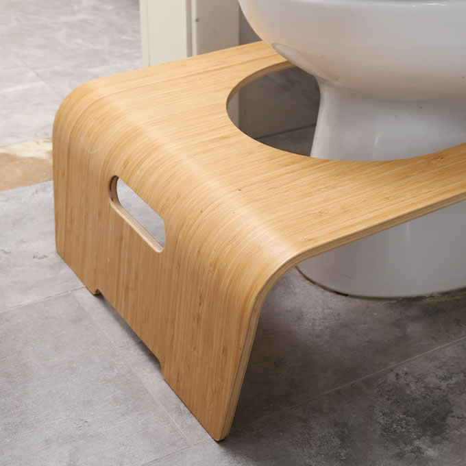 Natural Bamboo Wood Bathroom Toilet Stool