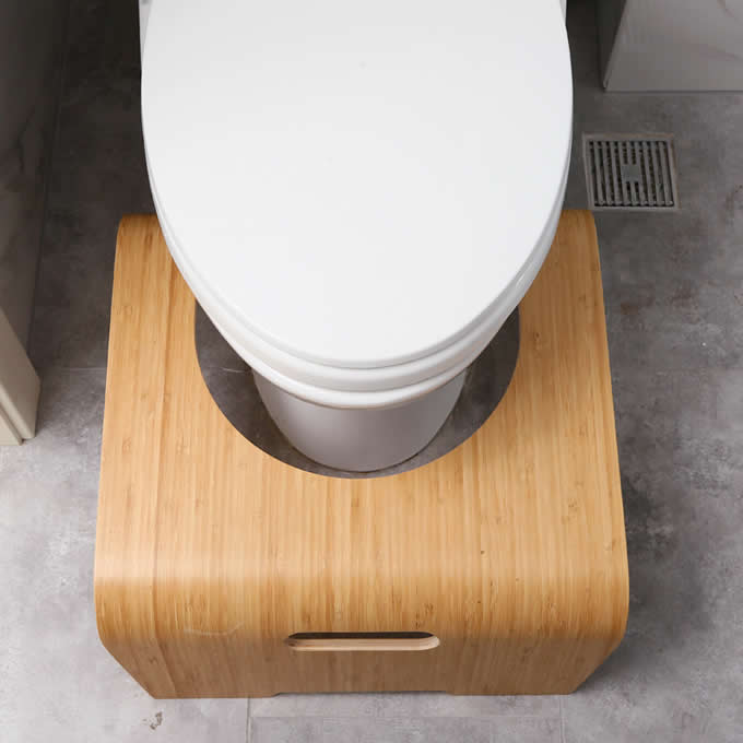 Natural Bamboo Wood Bathroom Toilet Stool