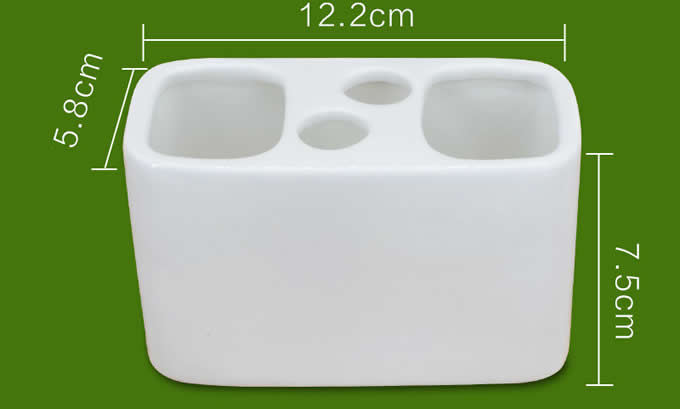 White  Ceramic Toothbrush and Toothpaste Holder for Bathroom