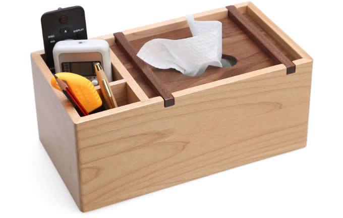   Wooden Multi-Function Tissue Box Cover Desktop Remote Control Holder Storage Box