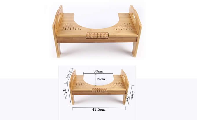  Adjustable Bamboo Toilet Stool Built-In Foot Massager 