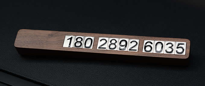  Black Walnut Wood Car Phone Number Card Plate Temporary Parking Card