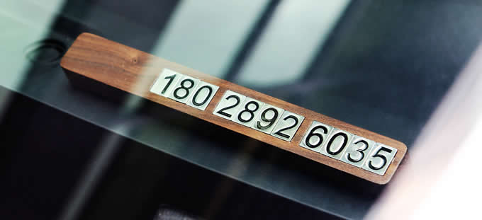  Black Walnut Wood Car Phone Number Card Plate Temporary Parking Card
