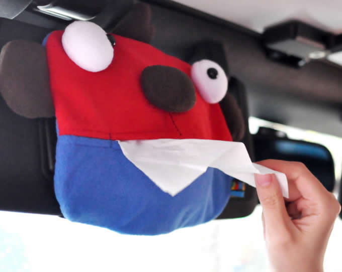 Car Sun Visor Plush Monster Tissue Box