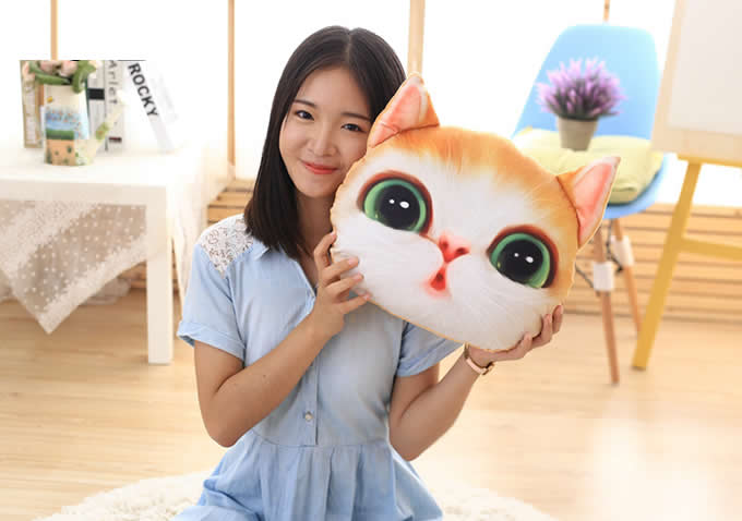  Cat Head Shape Pillow Back Cushion 