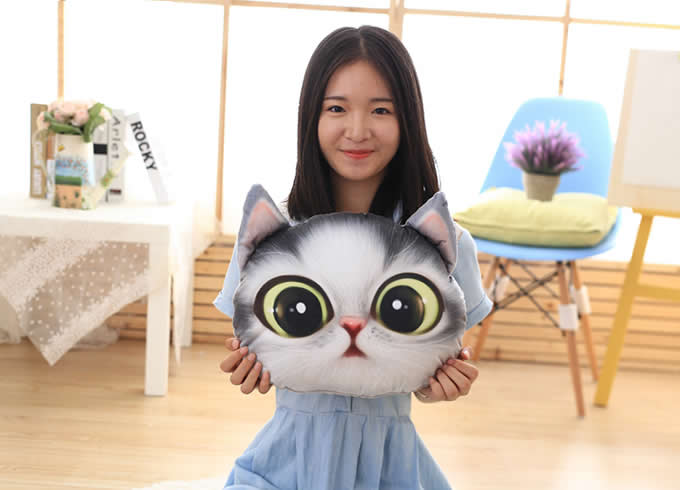  Cat Head Shape Pillow Back Cushion 